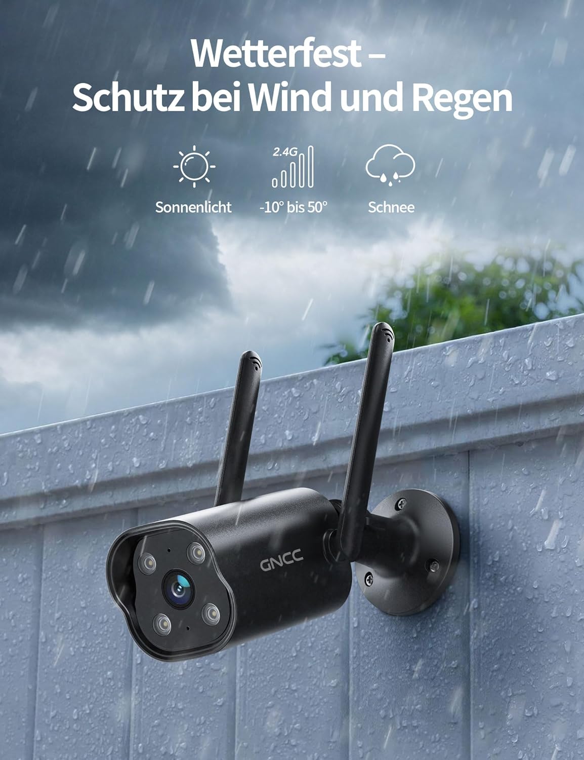 2K Überwachungskamera Outdoor mit Nachtsicht