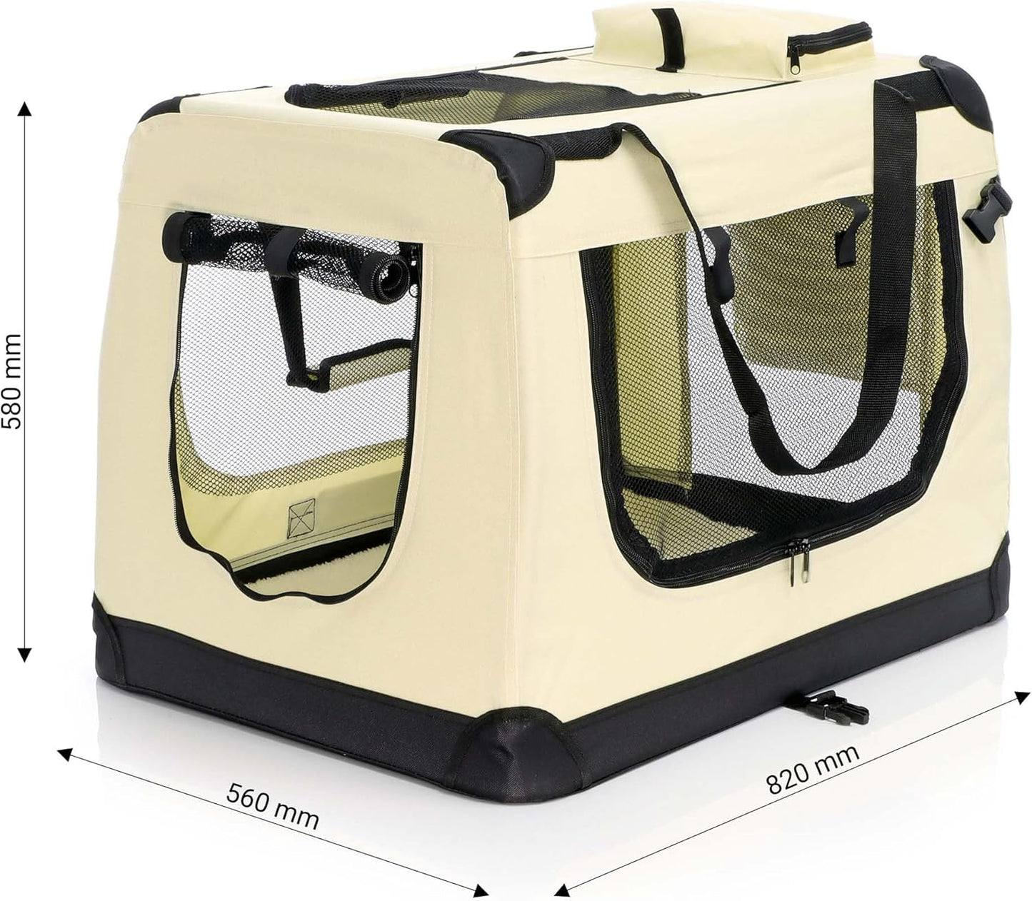 Faltbare Transportbox für Haustiere, 82 x 56 x 58 cm|beige