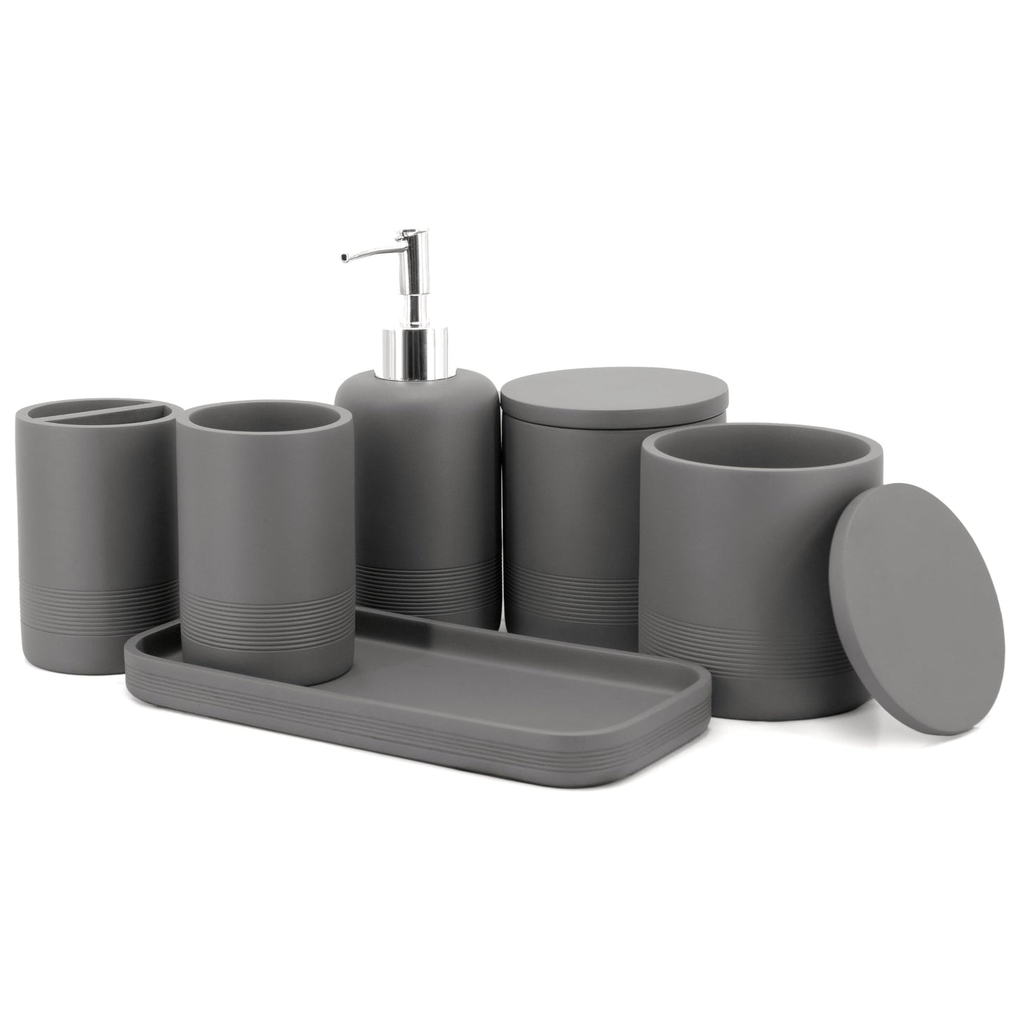 6-teiliges Badezimmer-Organizer-Set, Grau