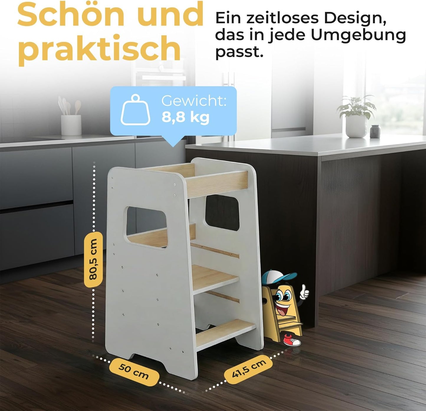 Lernturm mit Aktivitätskarten für Kinder, Weiss