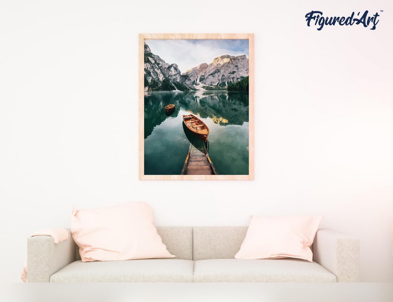 Malen nach Zahlen, Boot und Gebirgssee 40x50cm Mit Keilrahmen (nicht gespannt)