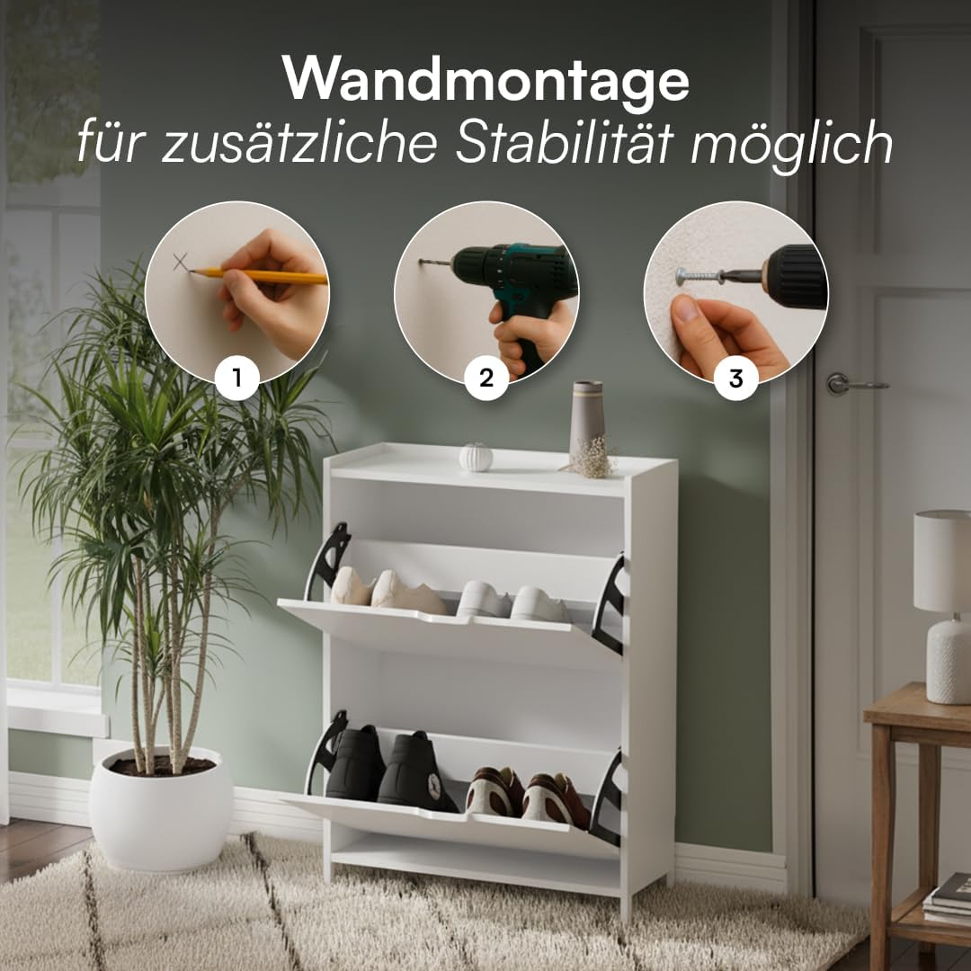 Schuhkipper mit 2 Klappen, Weiß 2 Klappen