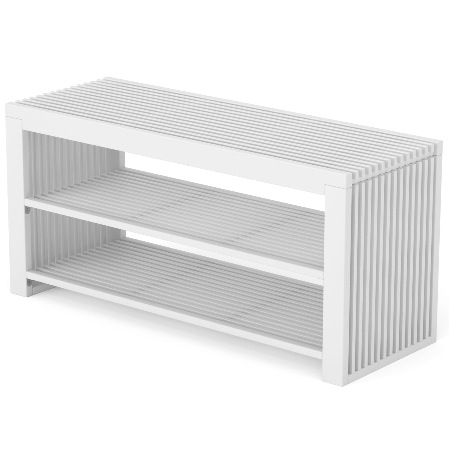 Schuhbank mit Sitzbank und Schuhablage, Weiss Lang mit Schuhablage