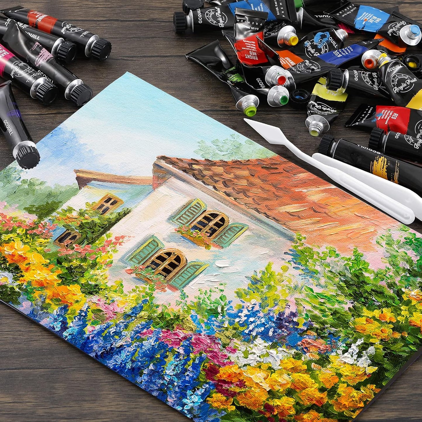 36-teiliges Acrylfarben Set mit Zubehör