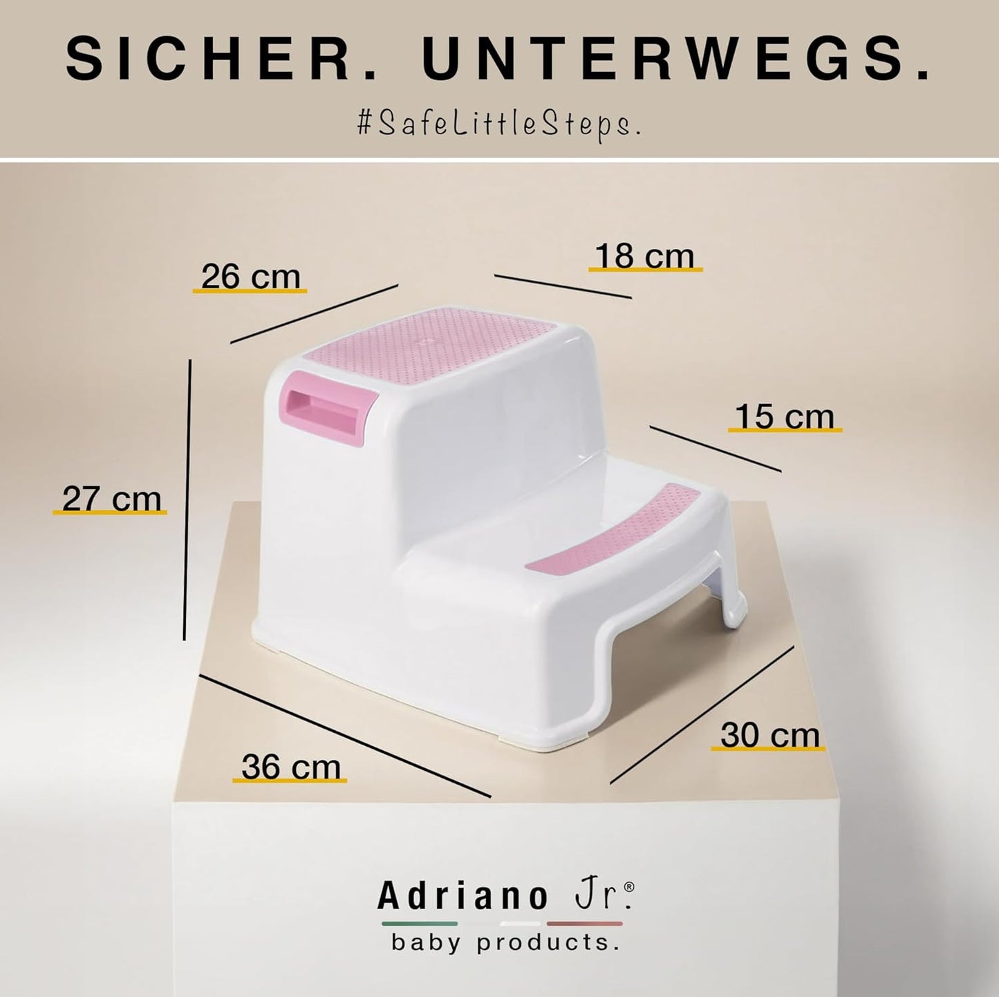Zweistufiger Tritthocker für Kinder, Rosa