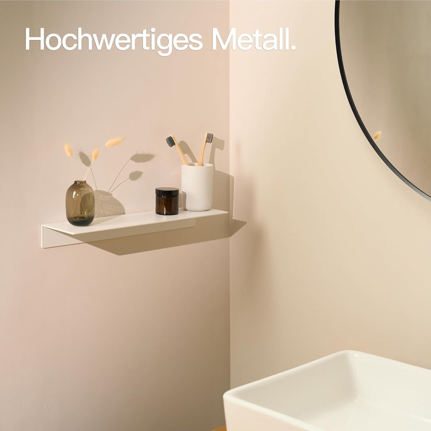 Wandregal ohne Bohren für Bad und Küche, Weiss 42 cm