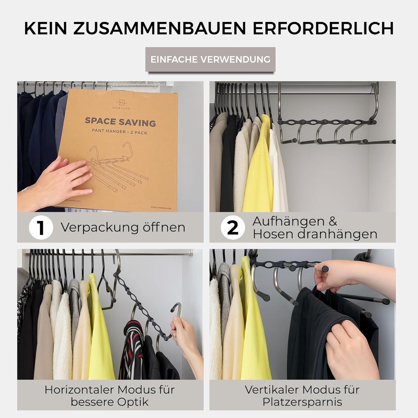 2er-Set Mehrfachhosenbügel, Schwarz 2er-Pack