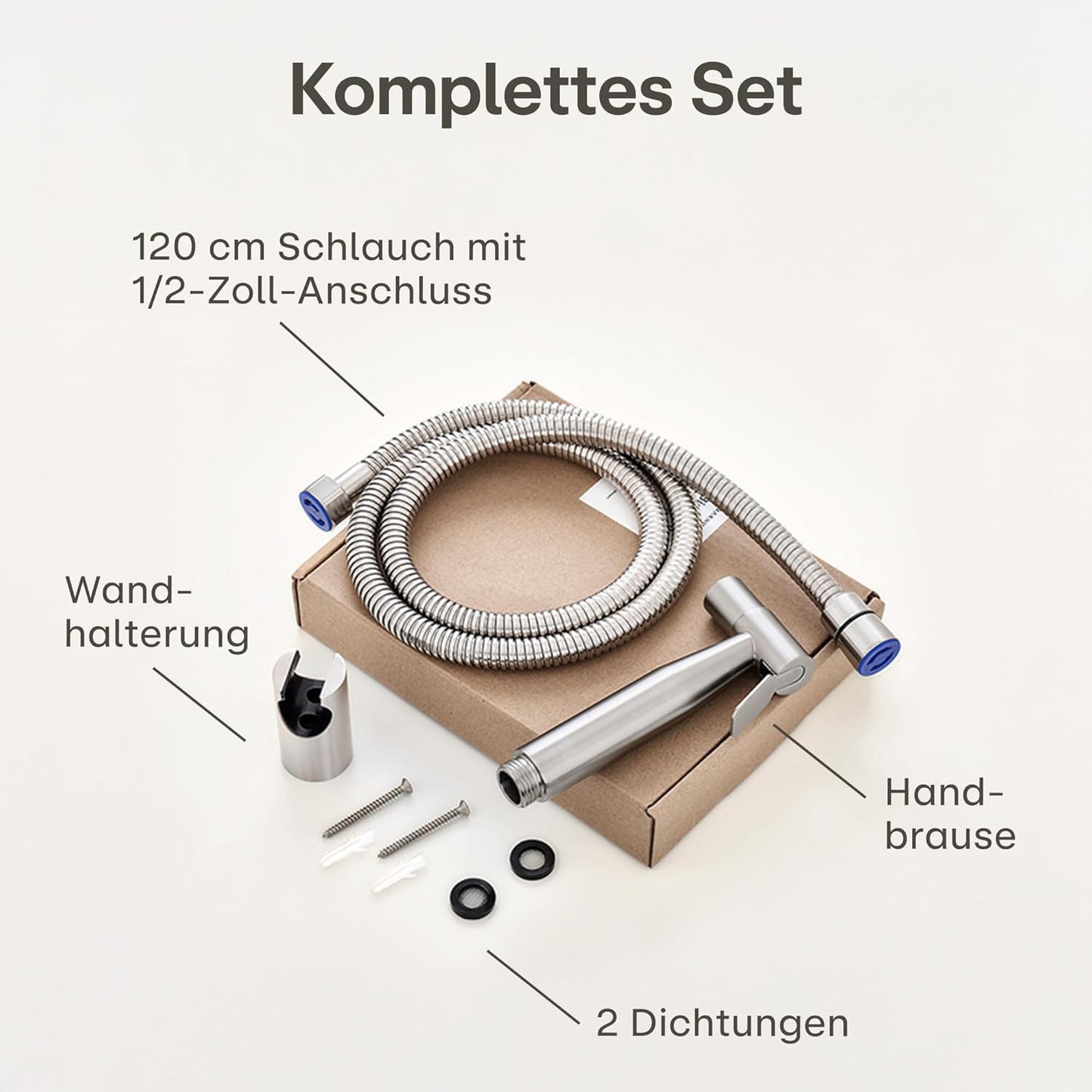 Bidet Set mit Handbrause, Schlauch & Halter
