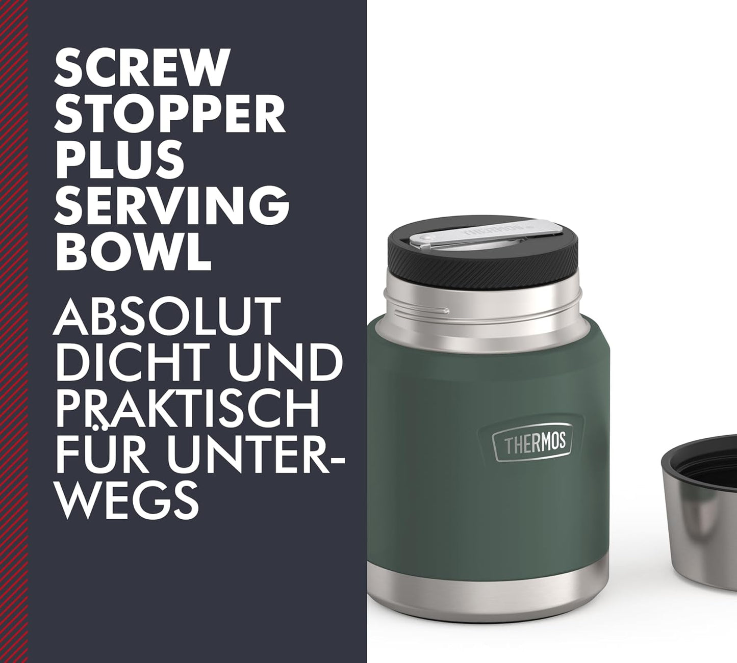 Doppelwandiger Speisebehälter mit Löffel, 470 ml Grün / Forest Mat