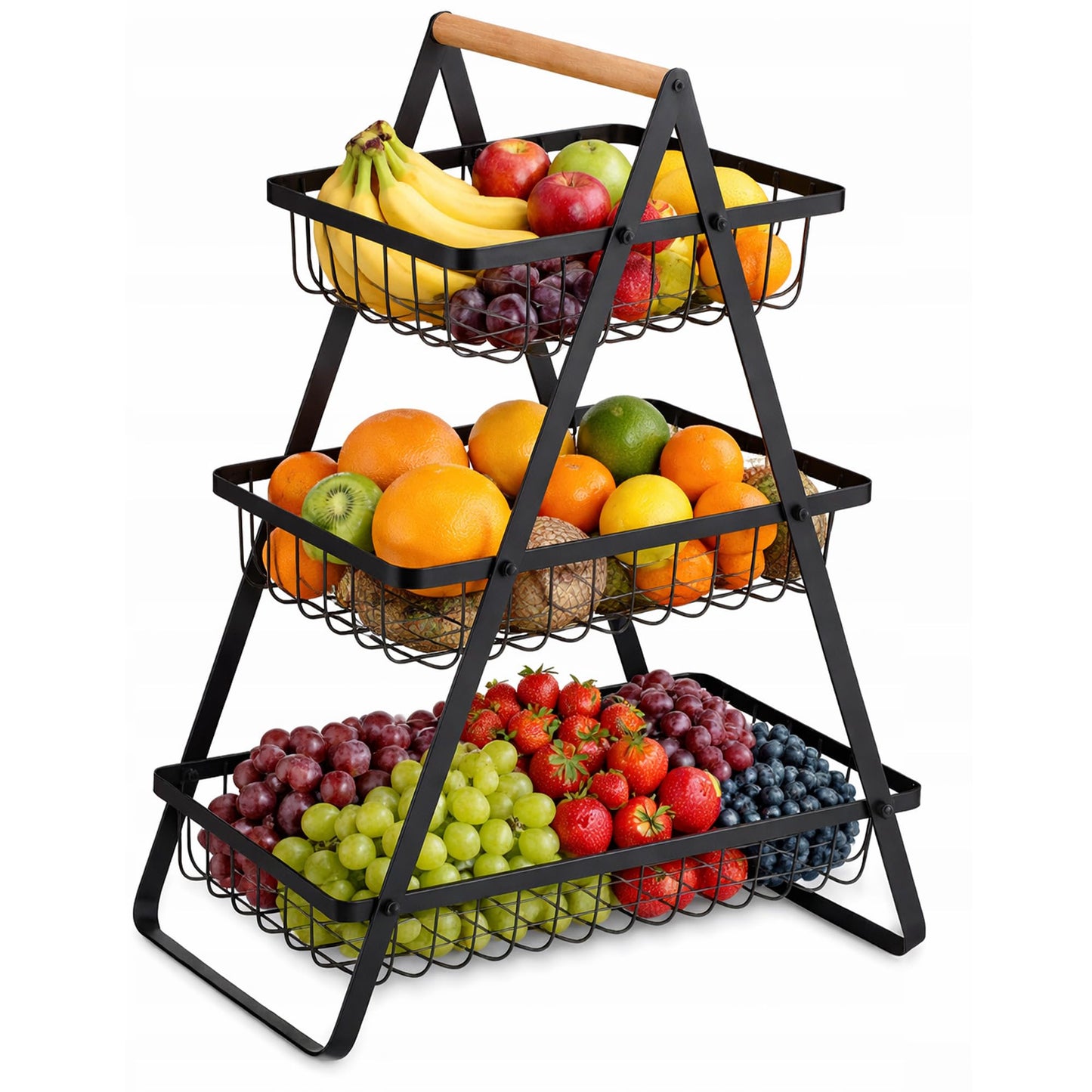 Dreistöckiger Obstkorb, (1 Stück) Schwarz 47cm