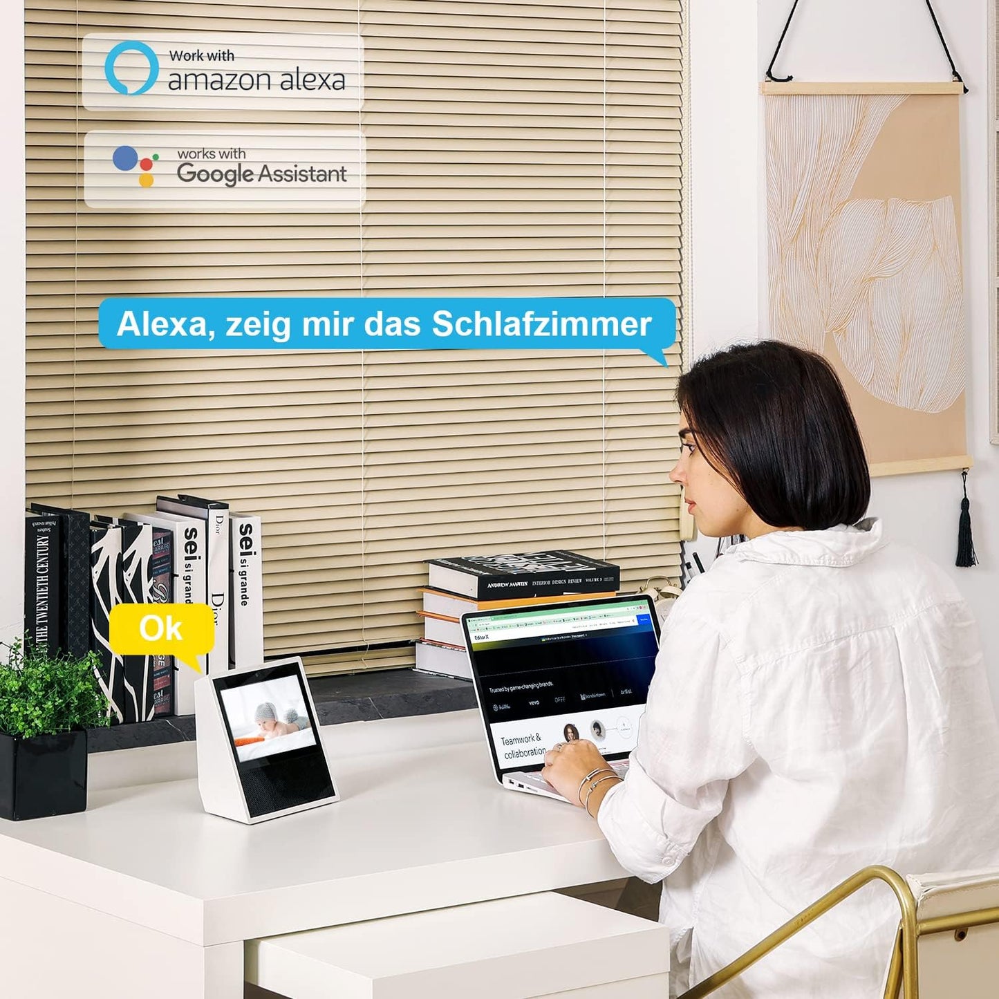 Überwachungskamera-Set mit Bewegungserkennung, 2 stück-2.4GHz Weiss