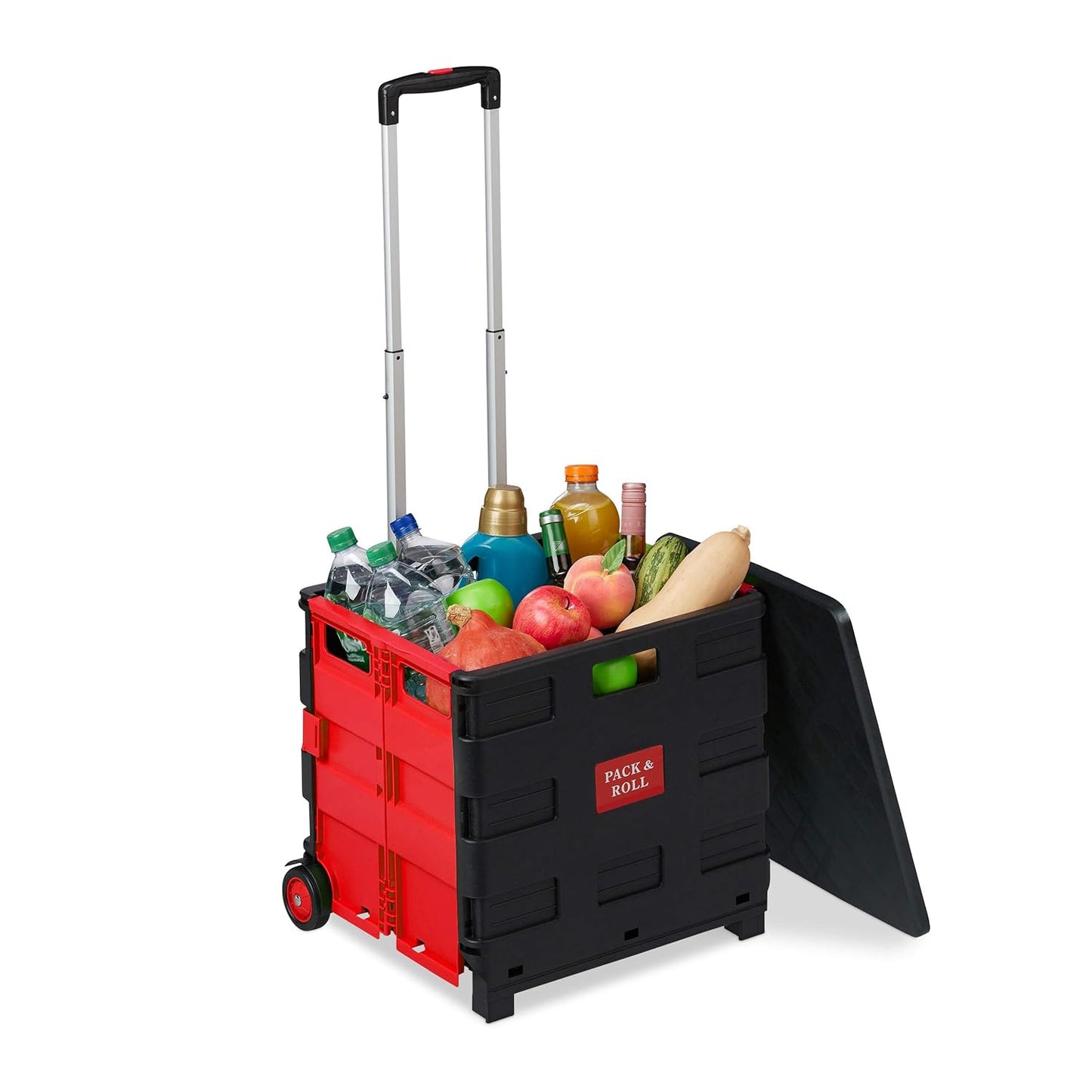 Klappbarer Einkaufstrolley, Rot/Schwarz