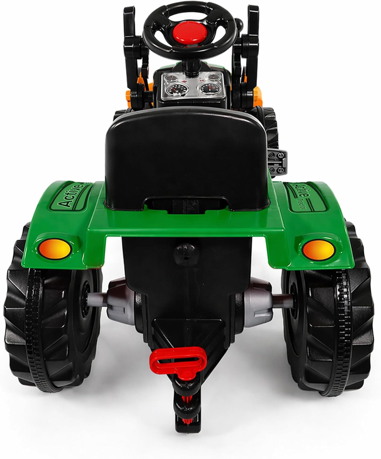 Kinder-Trettraktor mit Hupe, Grün mit Frontlader