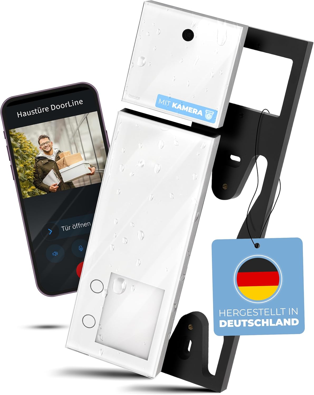 Video Türklingel mit Kamera, kabellos und App-Steuerung, 313,5 x 87 x 34 Weiss