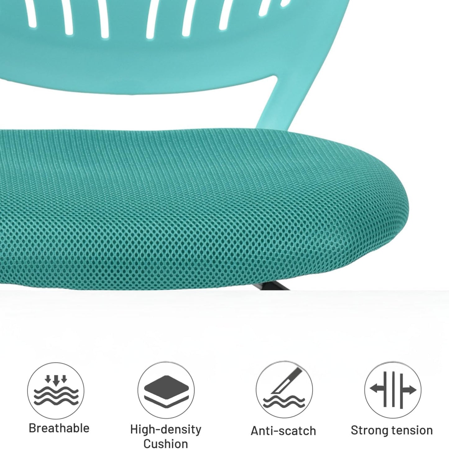 Verstellbarer Kinderdrehstuhl mit Rückenlehne, Turquoise