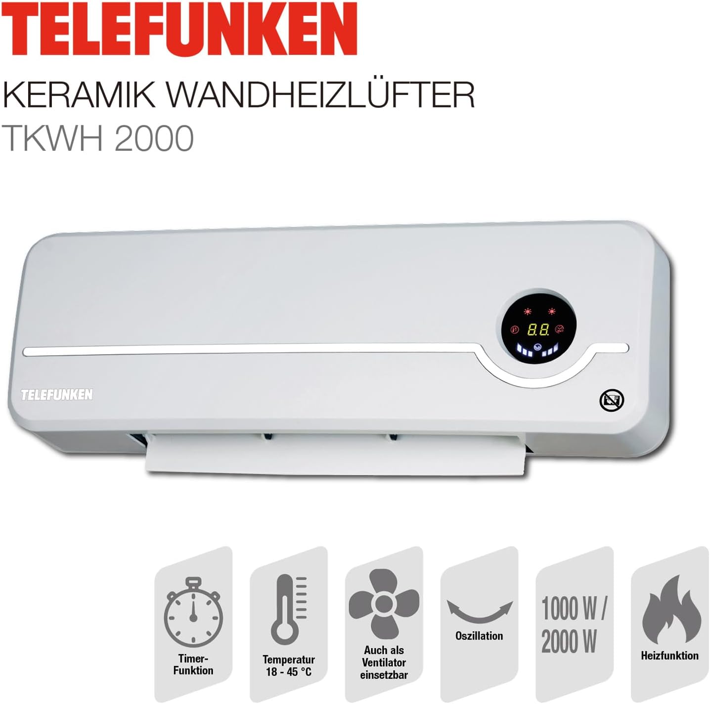 TKWH 2000 Wandheizlüfter mit Oszillationfunktion