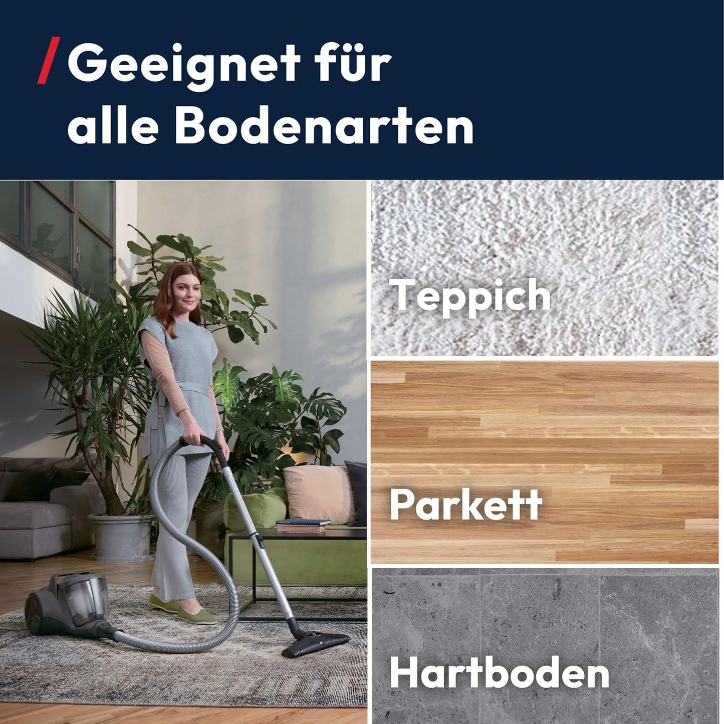 Beutelloser Staubsauger HP1 mit EPA-Filter, 700W Bodenstaubsauger