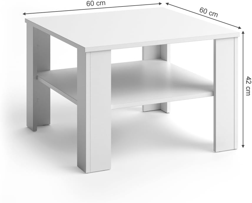 Couchtisch Homer, Weiss, 60x42x60 cm