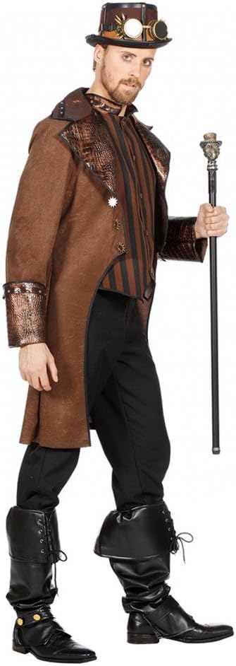 Steampunk Herrenmantel mit Weste und Schlangenmuster, 50 Braun