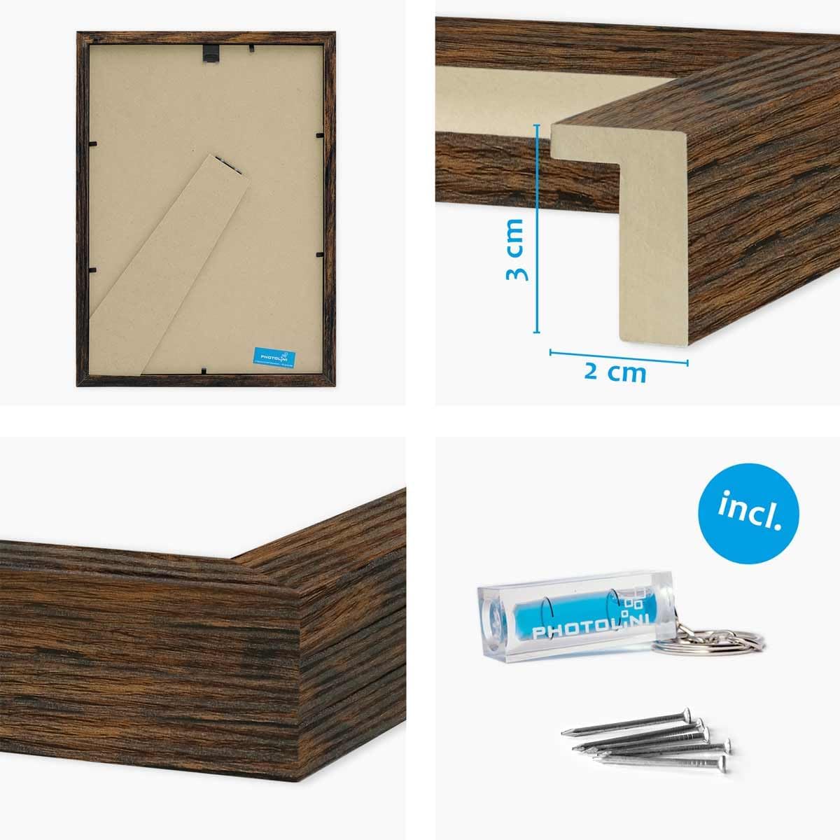 2er-Set 3D-Bilderrahmen A4, 21x30 cm / 2x Eiche Dunkel