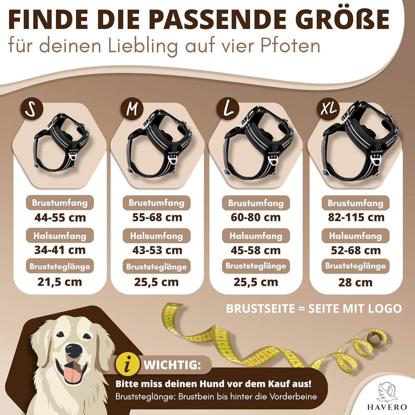 Hundegeschirr Easy-On-Clip, gepolstert & reflektierend, Schwarz XL