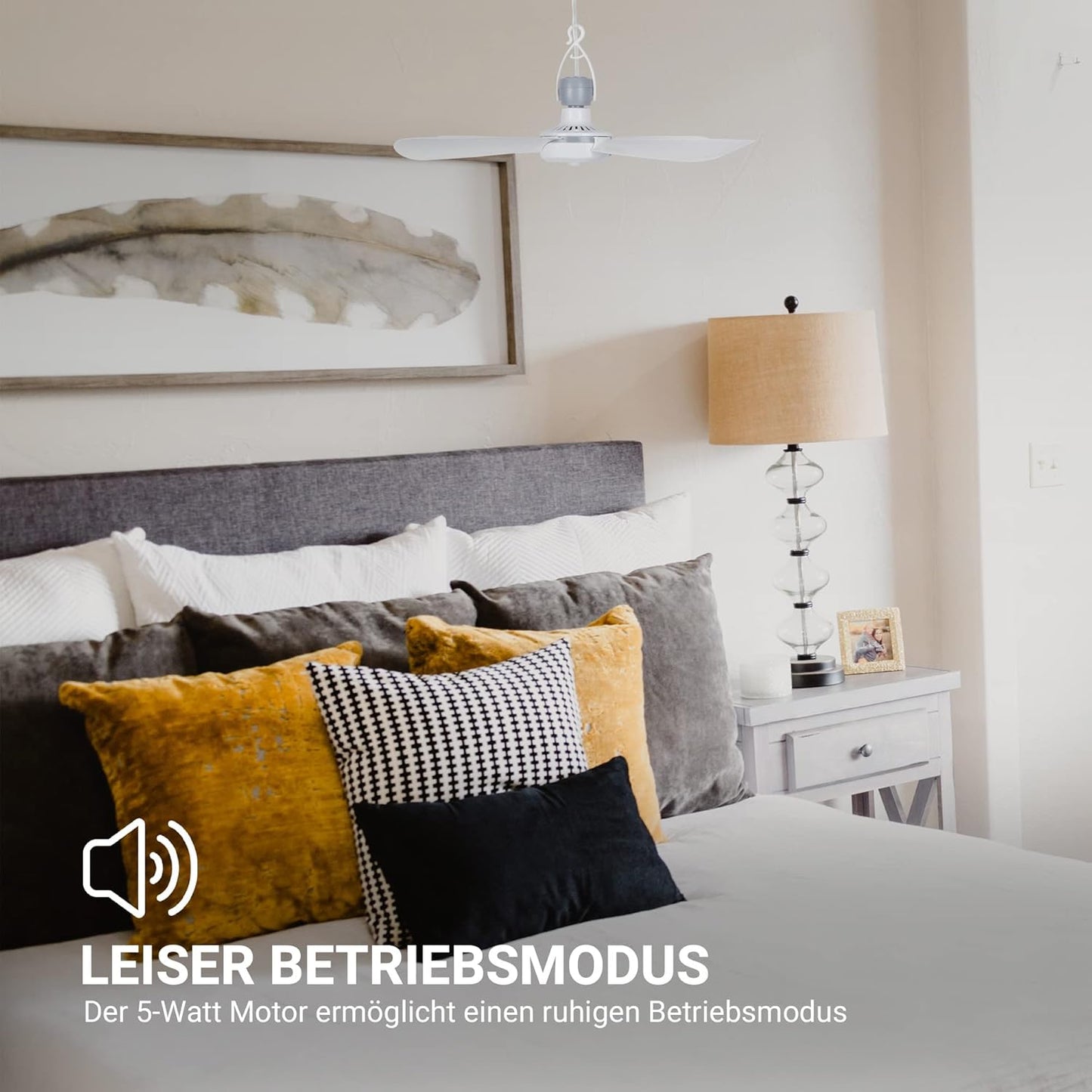 Deckenventilator mit abnhembaren Rotorblättern, Weiss ( Xxl Kabel )