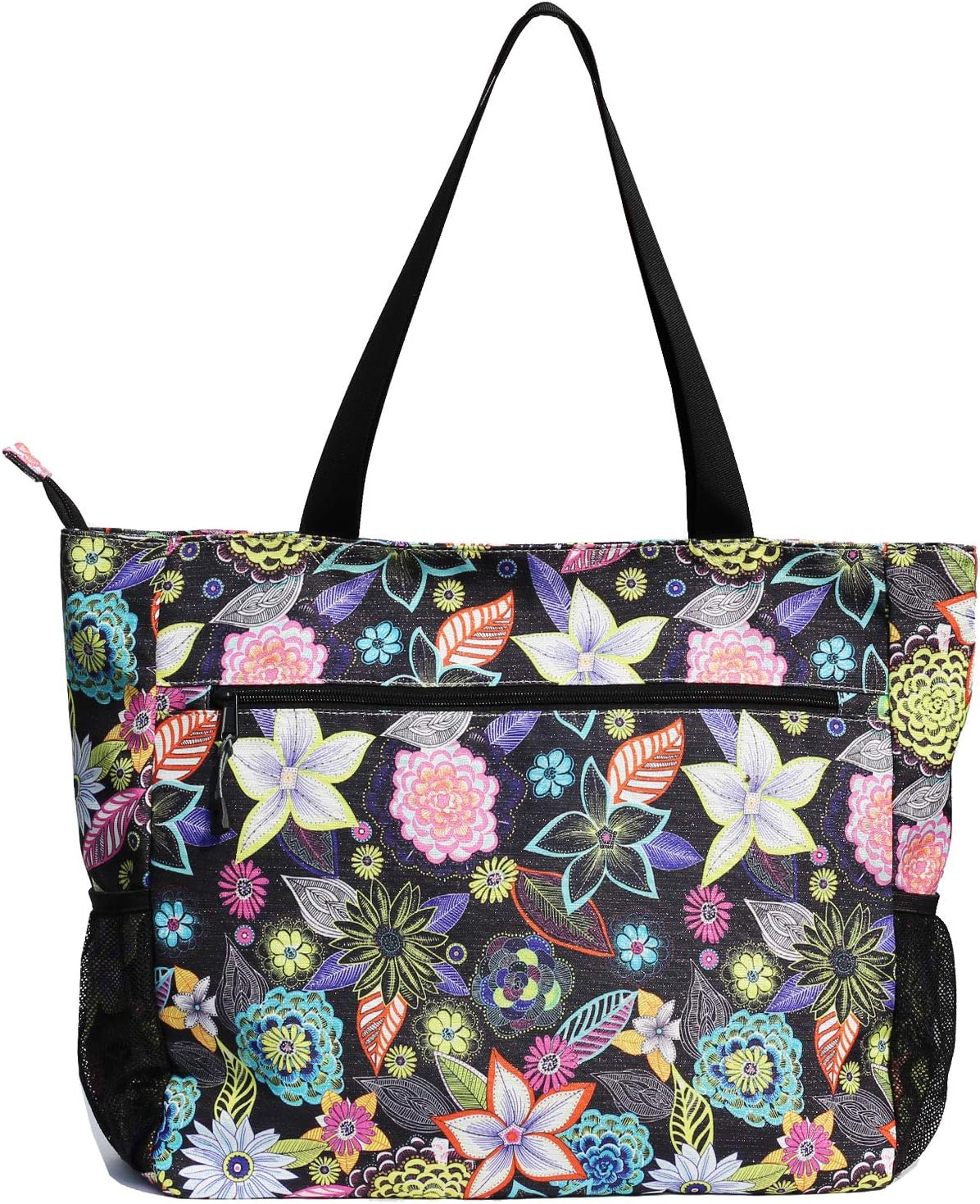 Strandtasche wasserabweisend, leicht (50,8 cm), Schwarze Stickerei