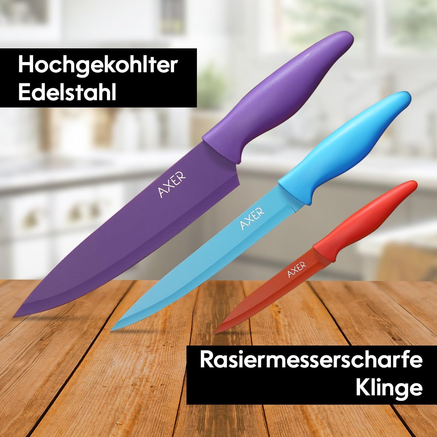 5-teiliges Küchenmesserset, Bunt 5 set