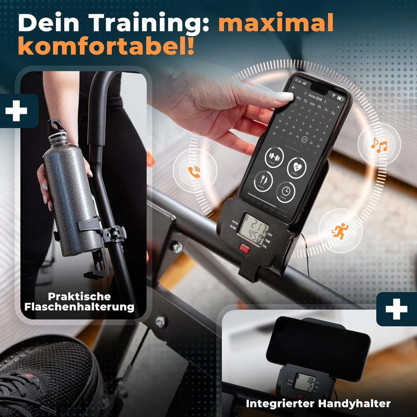 Fitnessgerät Treppensteiger mit 3 Schwierigkeitsstufen und Flaschenhalter