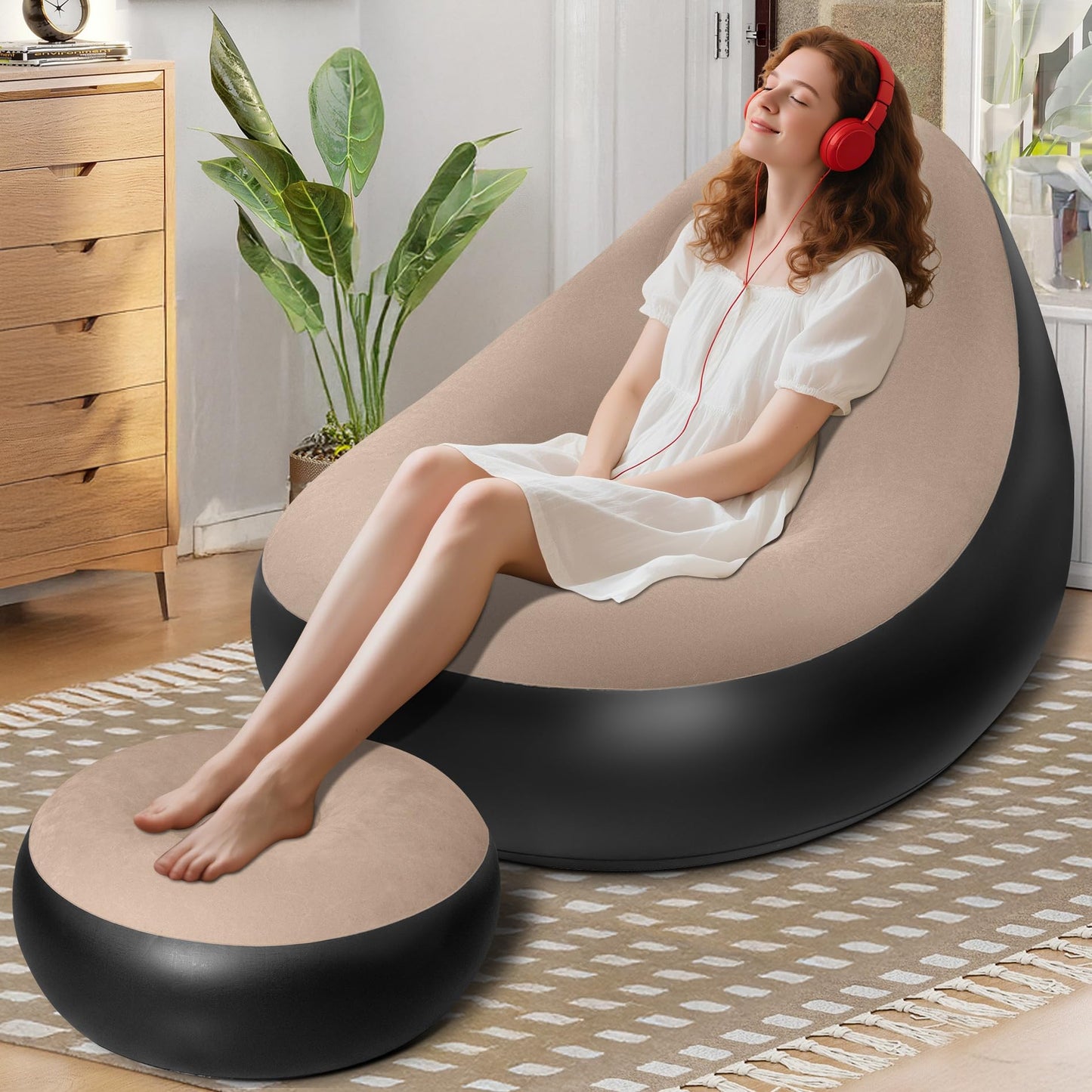 Aufblasbares Sofa mit Fusshocker für Camping