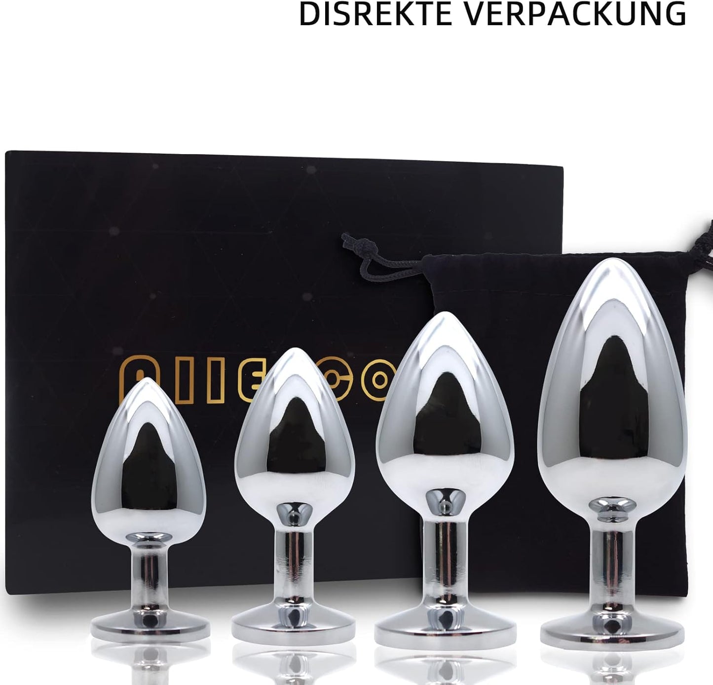 Analplug, 4 Stück verschiedene Grössen, Schwarz-4set