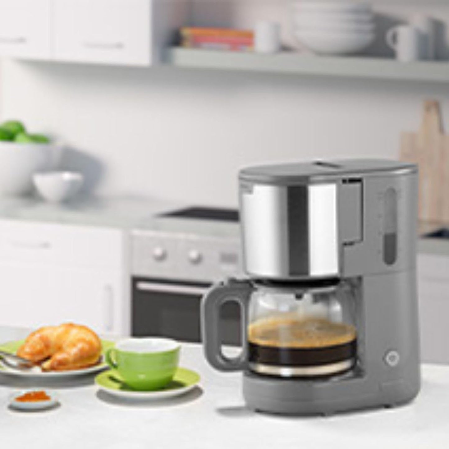 PurShine KF1500GY Filterkaffeemaschine mit OptiBrew System, Glaskanne Grau