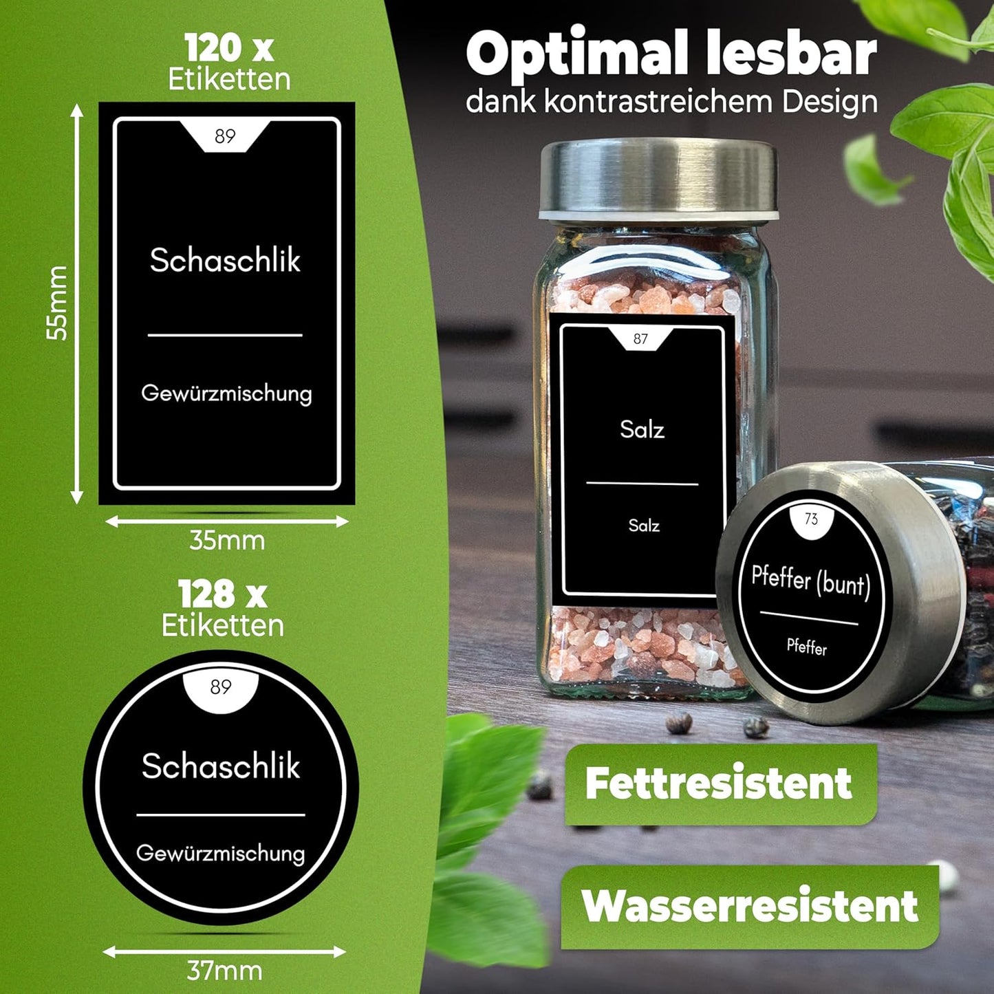 36-teiliges Gewürzgläser-Set mit Streueinsatz, 36er Set - Edelstahl