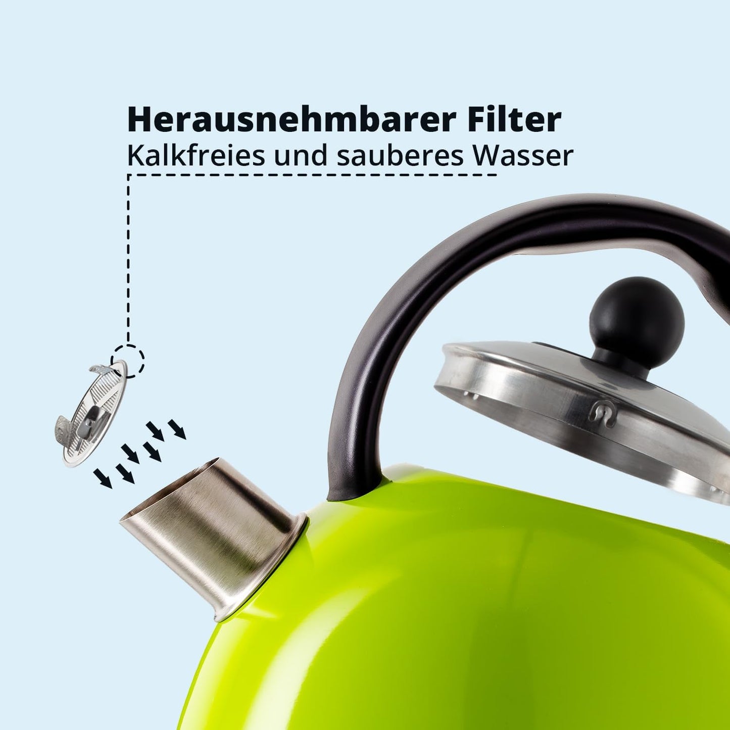 WK-1711 Kessel-Wasserkocher Retro, Lime (Grün)