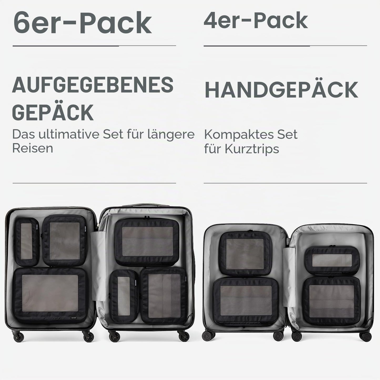 Kompressions-Verpackungswürfel-Set, 4-Pack Schwarz