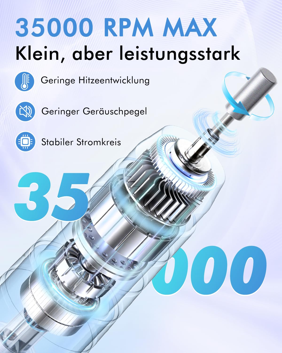Elektrische Nagelfräsmaschine 35.000 U/min Set, Blau