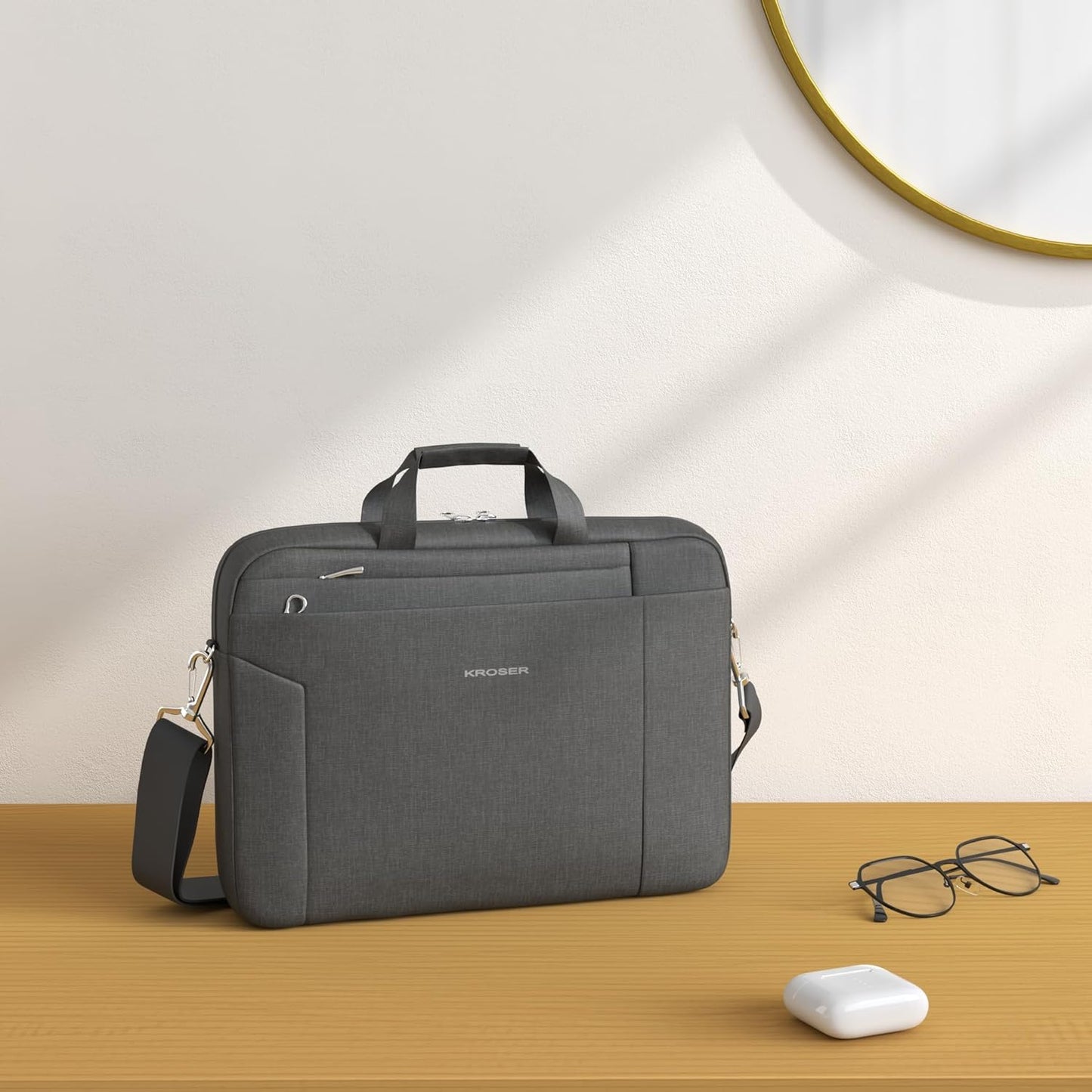 Wasserabweisende Laptop-Schultertasche für 15,6 Zoll, Schwarz 15,6 Zoll