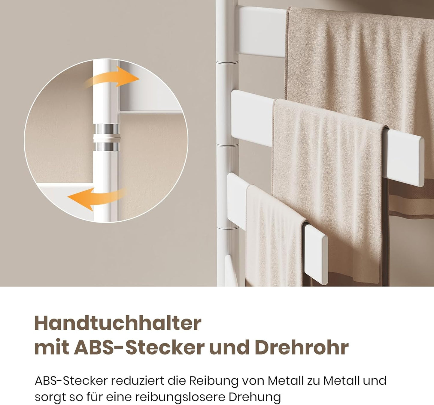 Elektrischer Handtuchheizkörper mit Drehfunktion, 76 x 45 cm Weiss