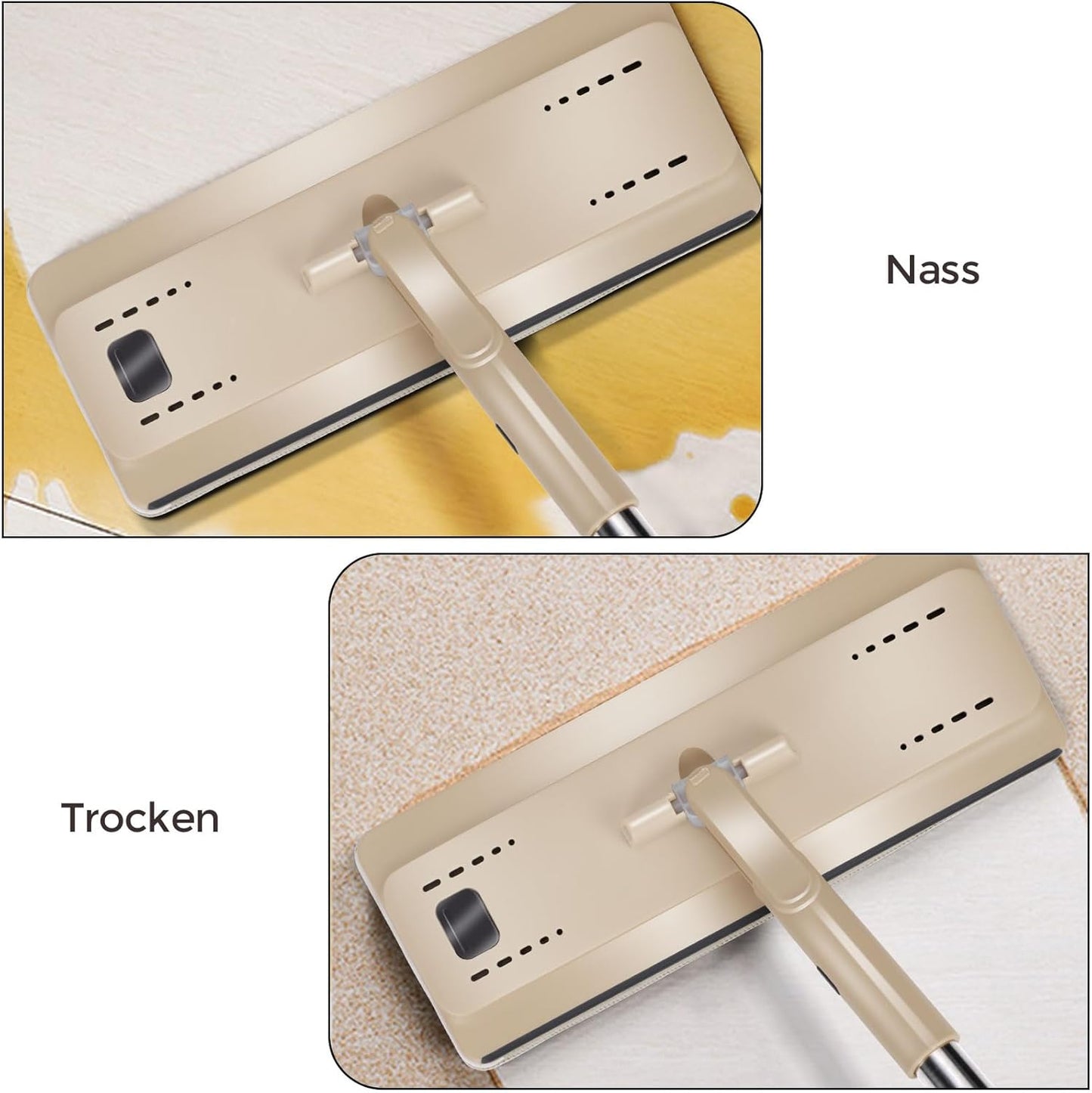 Wischmopp-Set mit Auswringfunktion & Eimer, Beige-4l