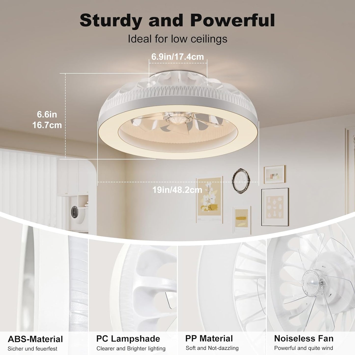 Deckenventilator mit Licht und Fernbedienung, Weiss(3cct+rgb)