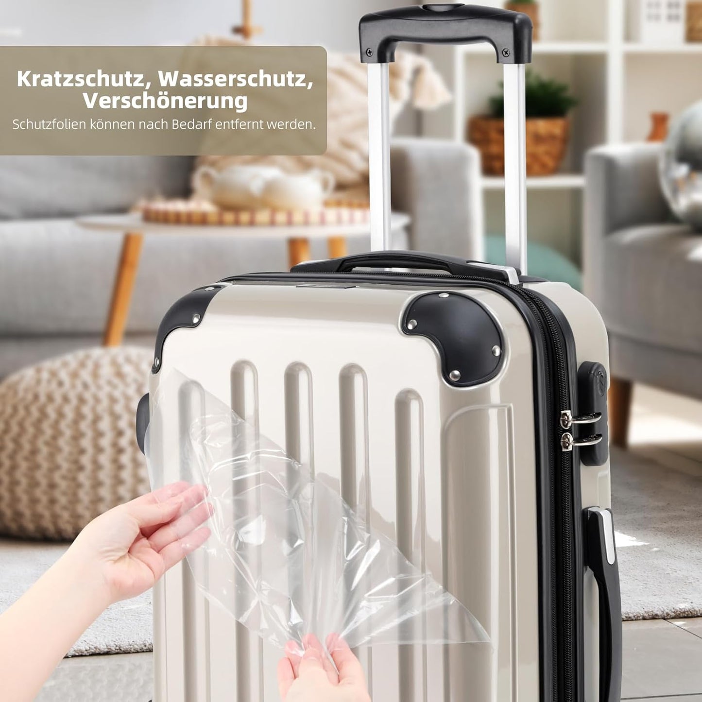 2048 Zwillingsrollen Hartschalenkoffer mit Dehnfuge, Champagner, L