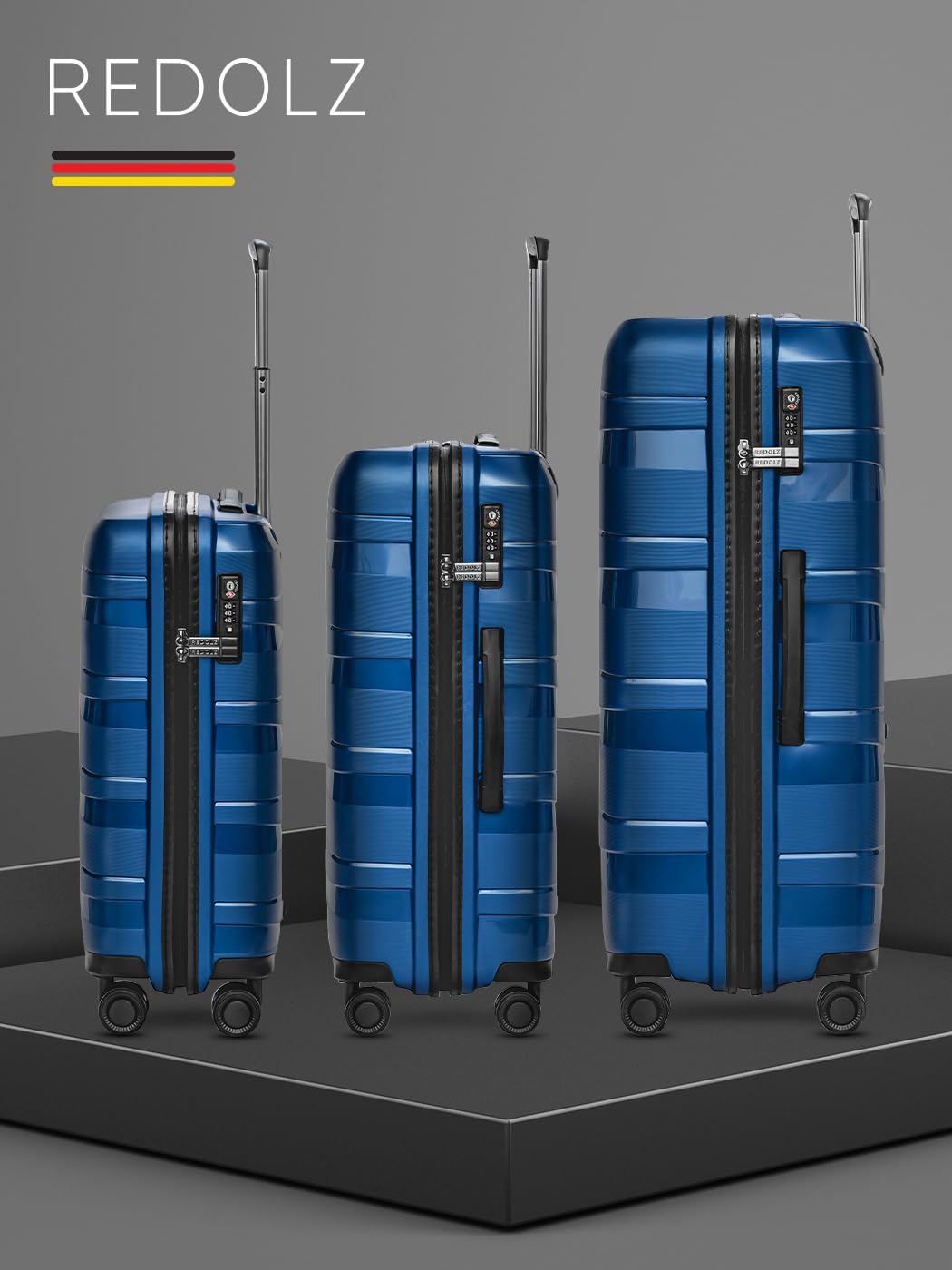 Essentials 10 Hartschalen Koffer-Set 3-teilig, Blue-metallic Kofferset (3-teilig)