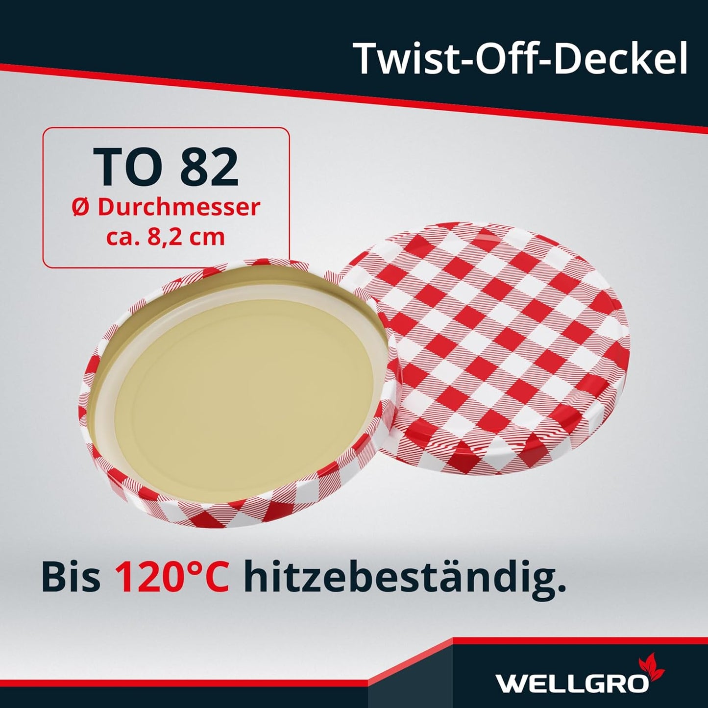 Einmachgläser mit Schraubdeckel-Set (25 Stück, 550 ml), Rot Kariert 550 ml 25