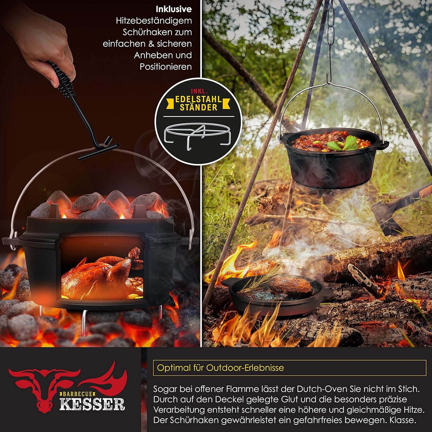 Dutch Oven Set, DO9P - 9.0 Liter, Topf ohne Füsse