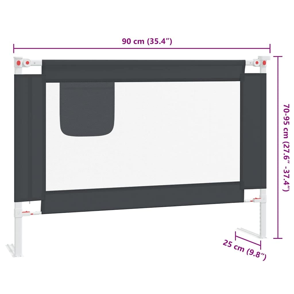 Höhenverstellbares Bettschutzgitter 90x70 (95)x25 cm, Dunkelgrau 90 x 25 cm