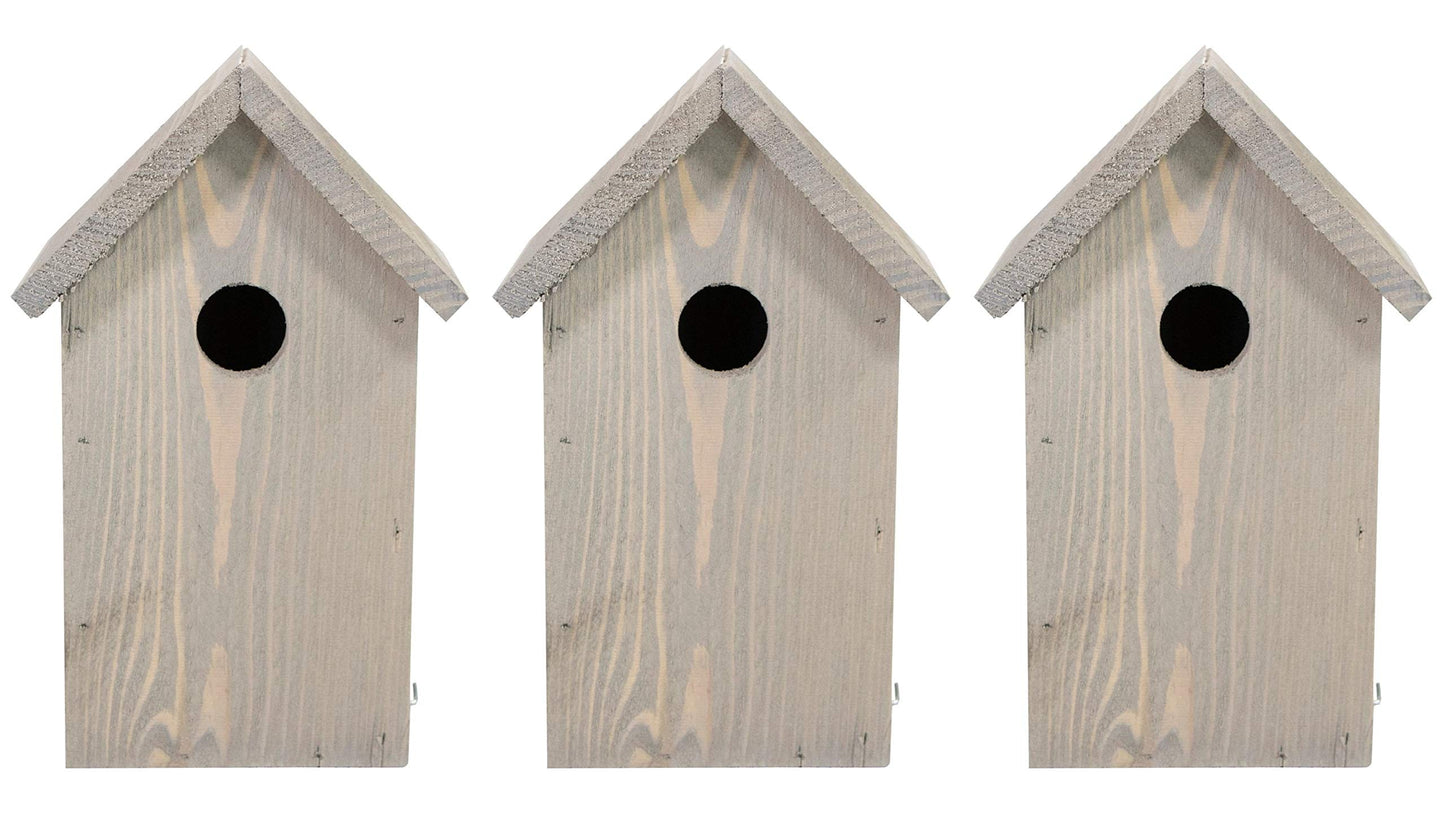 Wetterfester Vogelnistkasten 3er-Set, 3 Stück Grau
