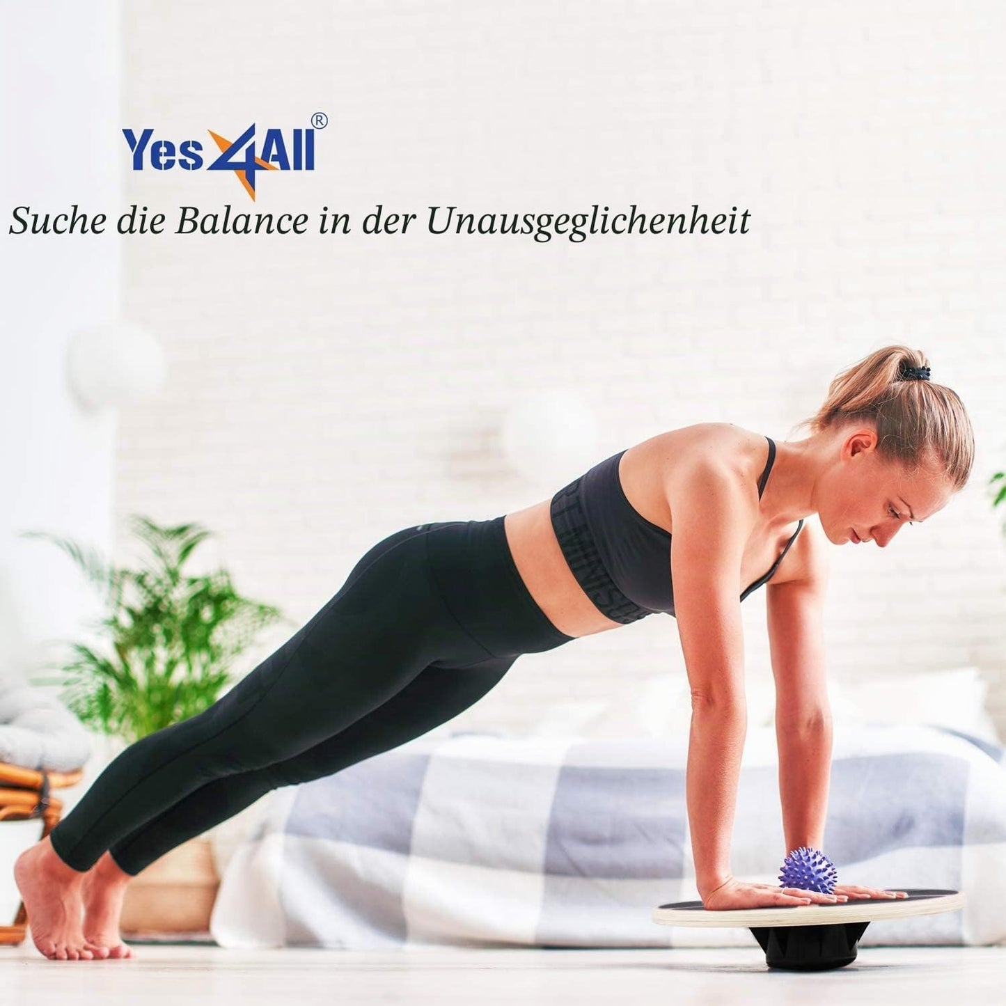Gleichgewichtsboard aus Holz mit rutschfester Oberfläche, Schwarz
