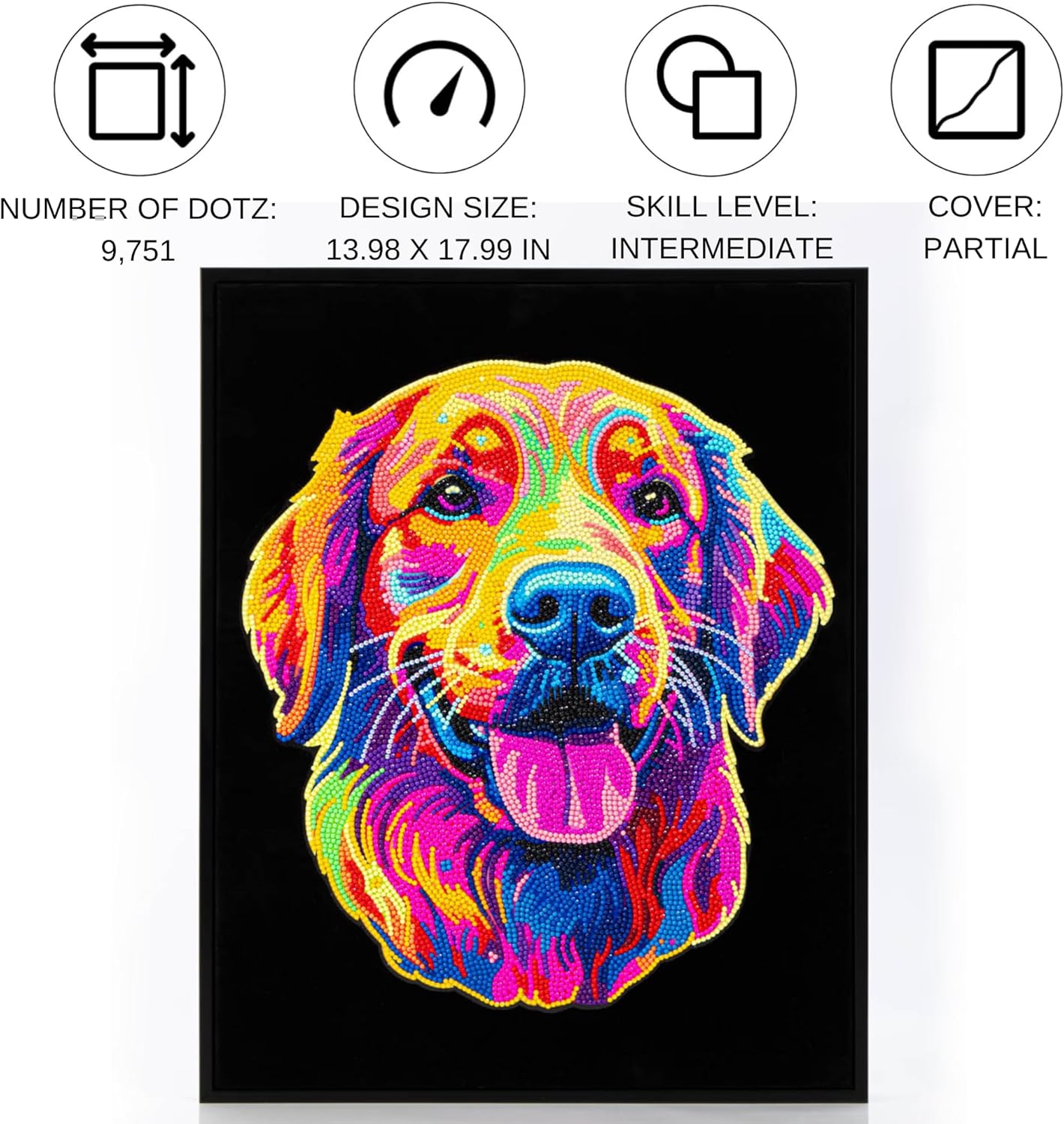 Diamond-Painting-Set Neon golden Retriever