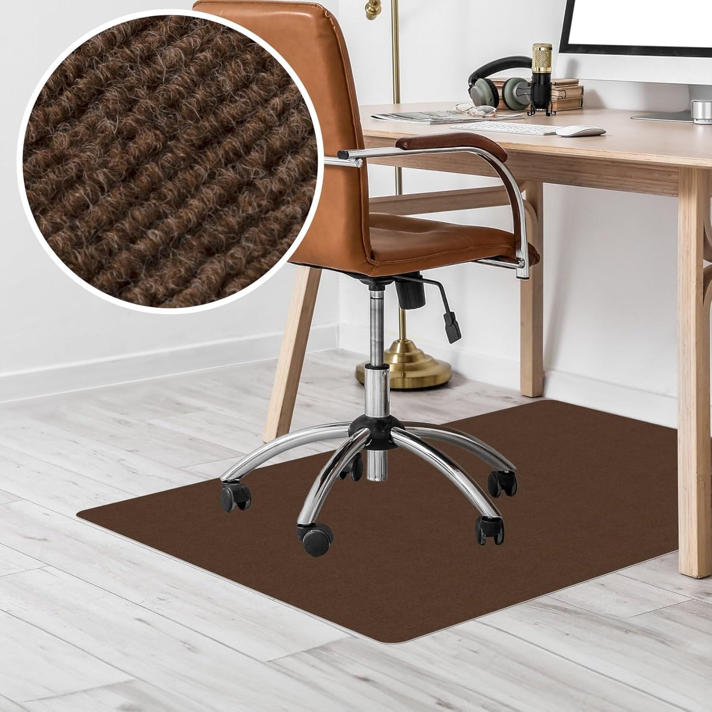 Selbsthaftende Bodenschutzmatte für Bürostuhl, 100 x 150 cm Schoko