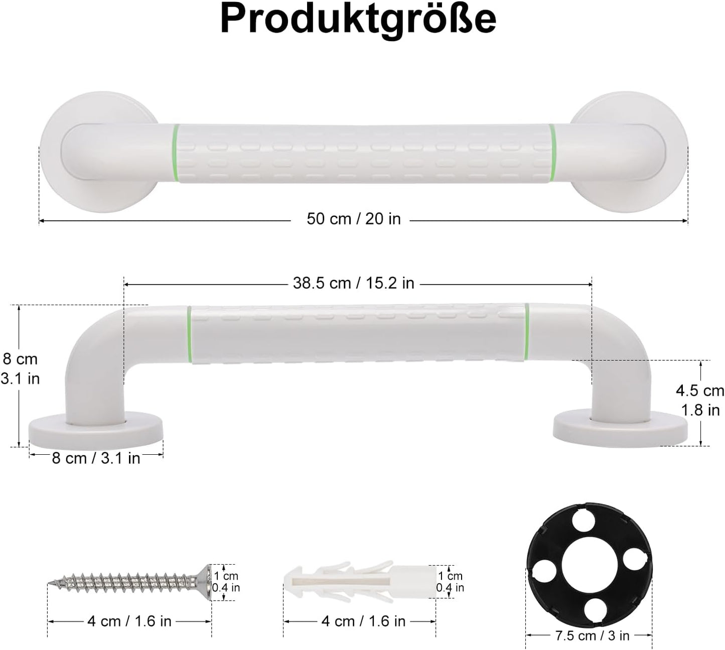 Rutschfeste Haltegriffe für Bad und Dusche, 50 cm
